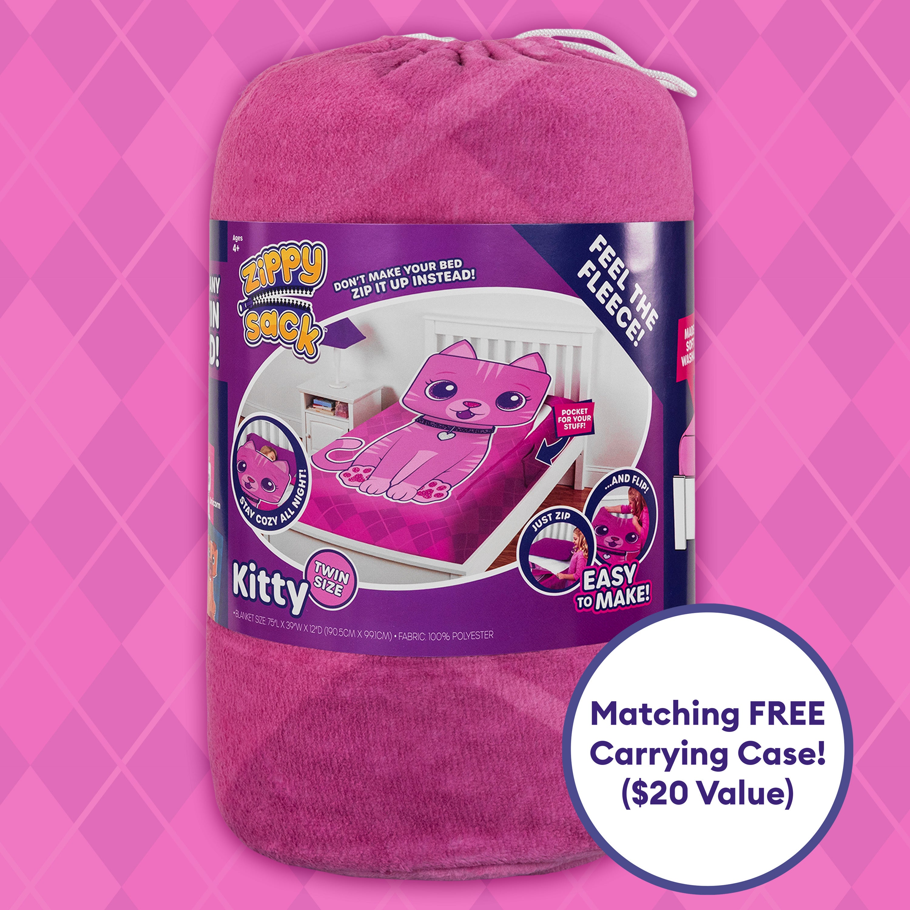 ZippySack Twin Bed Zip-Up Bedding – Kitten