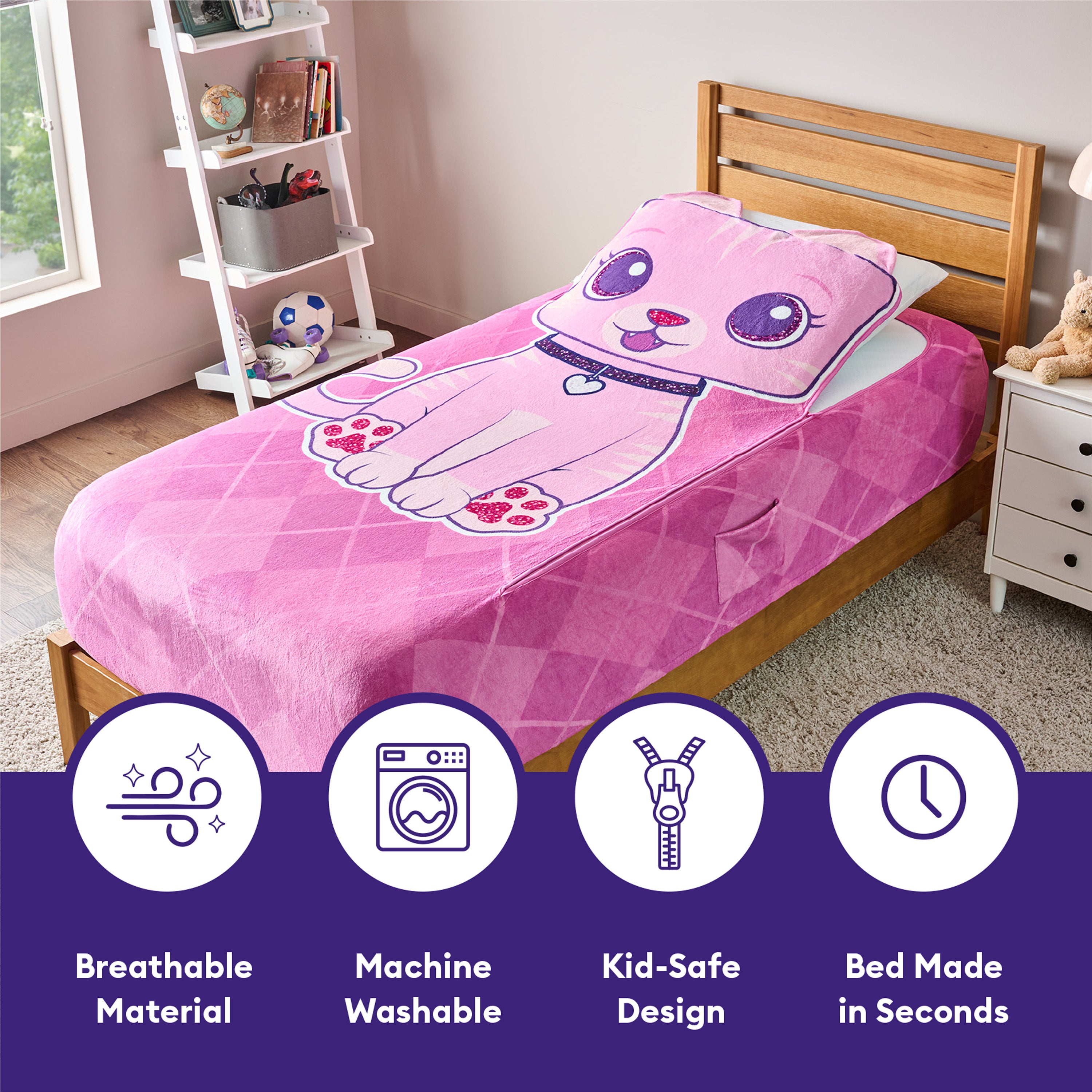 ZippySack Twin Bed Zip-Up Bedding – Kitten