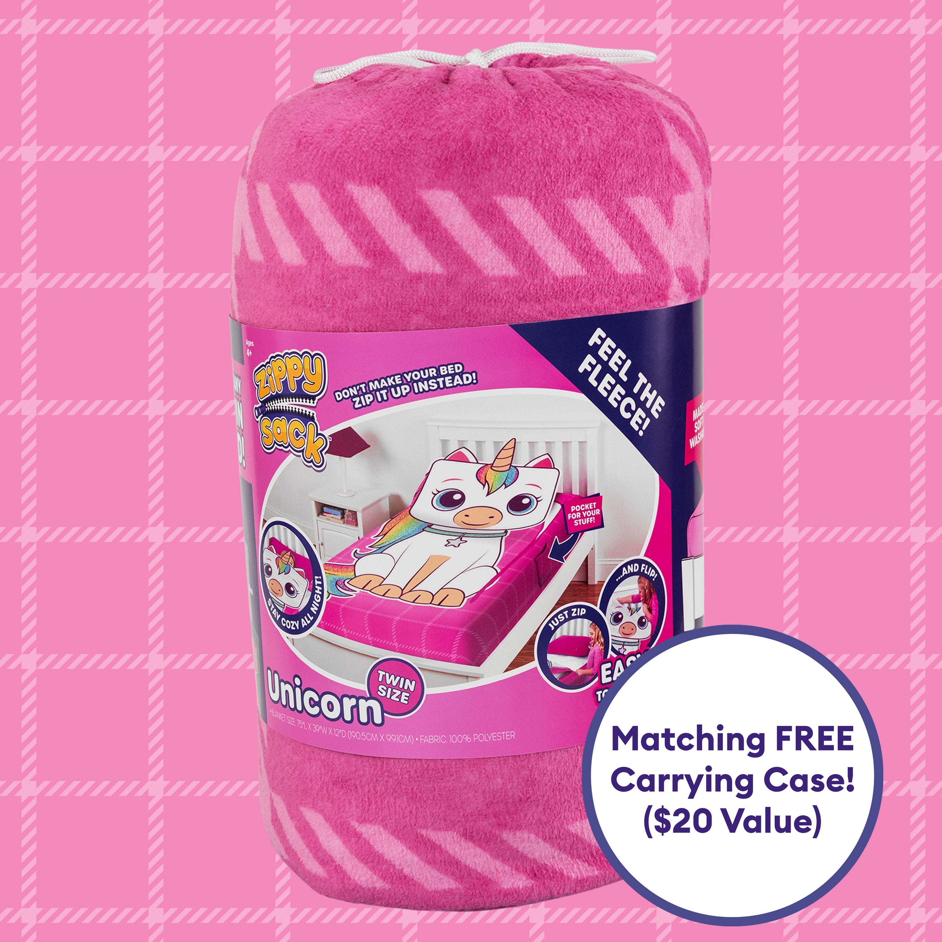 ZippySack Twin Bed Zip-Up Bedding - Unicorn