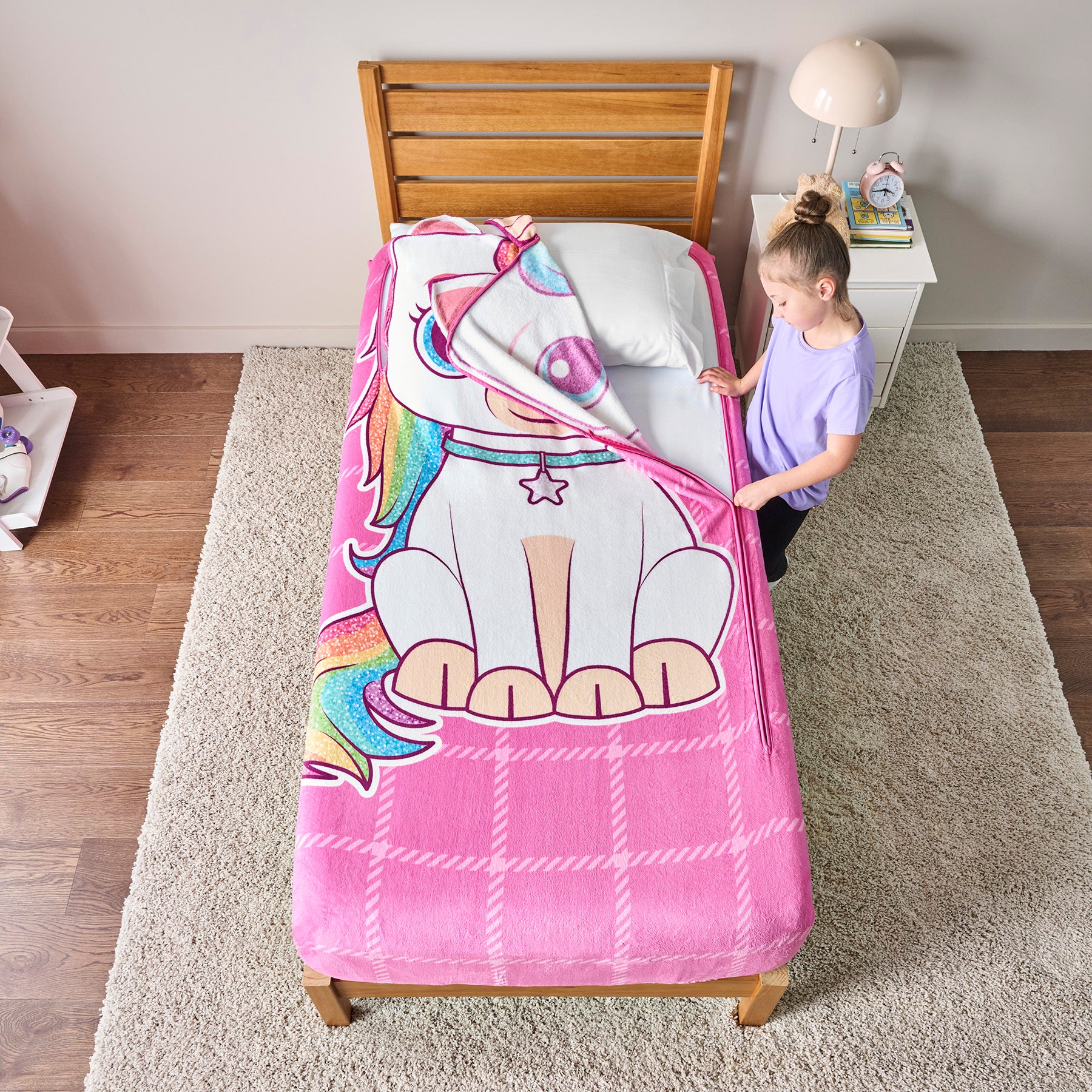 ZippySack Twin Bed Zip-Up Bedding Unicorn